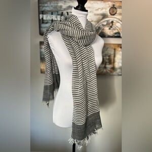 Stripped Scarf Grey and White Large Light Weight